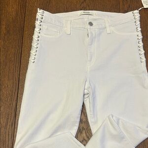 Hudson Barbara Jeans White Lace-Up Skinny Jeans